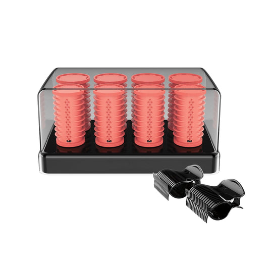 INFINITI PRO CONAIR Color-Changing Hot Rollers for Women, 8 Assorted Hair Curlers with Clips Included, 6-Minute Heat-Up, 1 1/2-Inch and 1 1/4-Inch Rollers, For Long, Medium, and All Hair, Pink