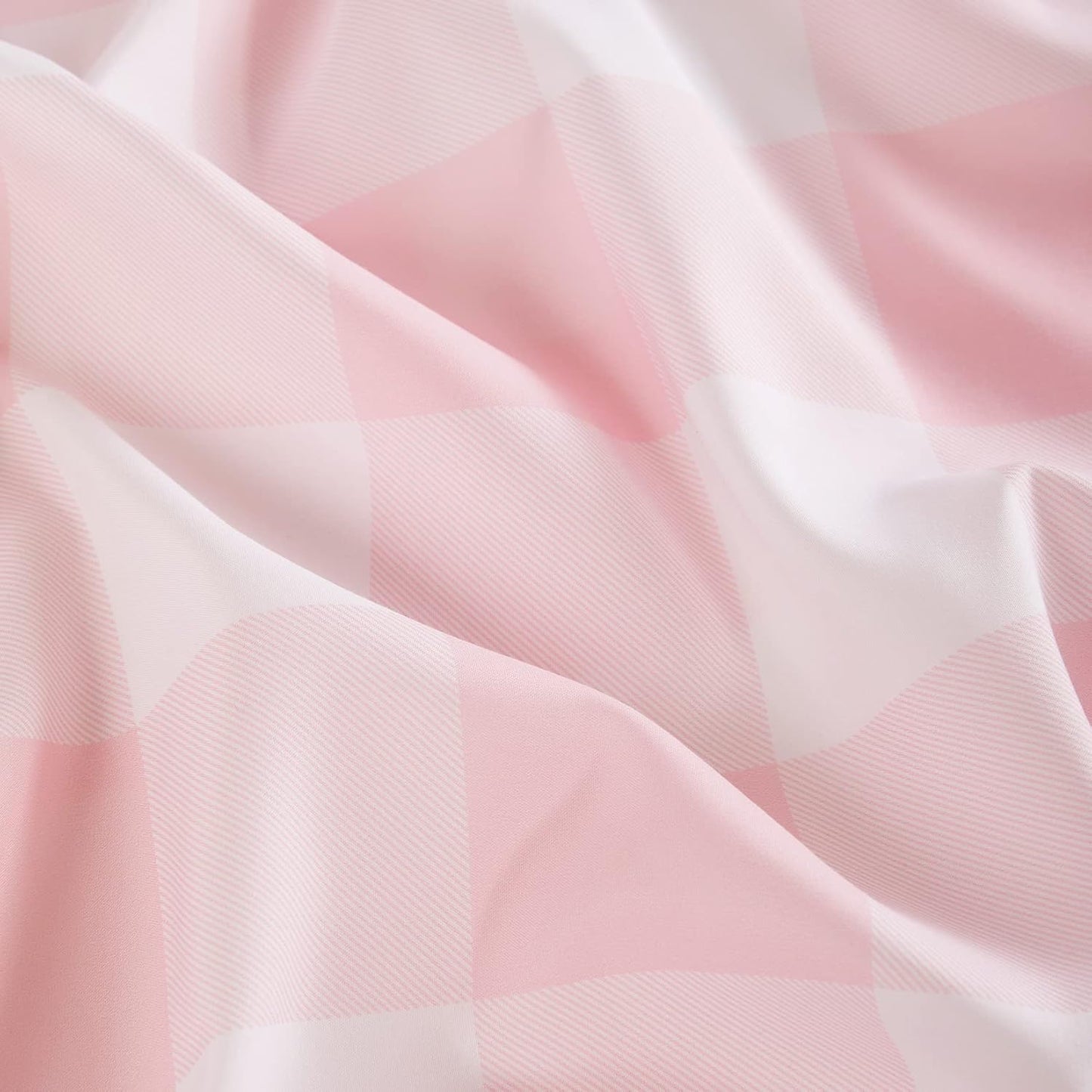Wake In Cloud - Gingham Bed Sheets, 4-Piece Sheet Set, Cute Plaid Buffalo Check Checker Geometric Aesthetic Bedding, Deep Pocket, Pink, Queen Size