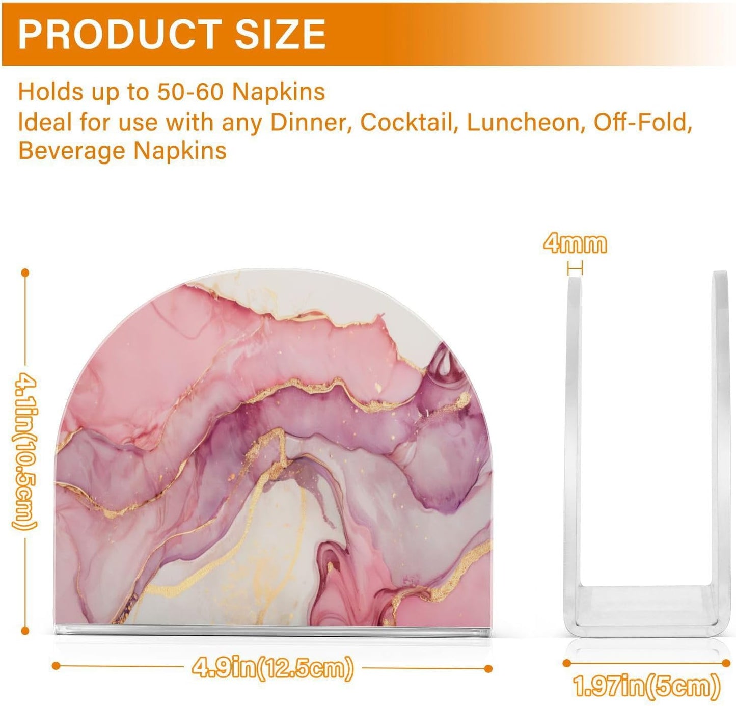 Napkin Holder for Table Marble Abstract Pink Gold Paper Napkin Holders for Kitchen Dinner Table Cocktail Napkins Dispenser