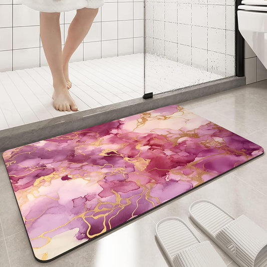 Bath Mat, Ultra Thin Bath Rugs, Rubber Mats for Bathroom, Quick Dry, Non-Slip, Machine Washable, Fit Under Door, Absorbent Bathroom Rug, 24 x 48in