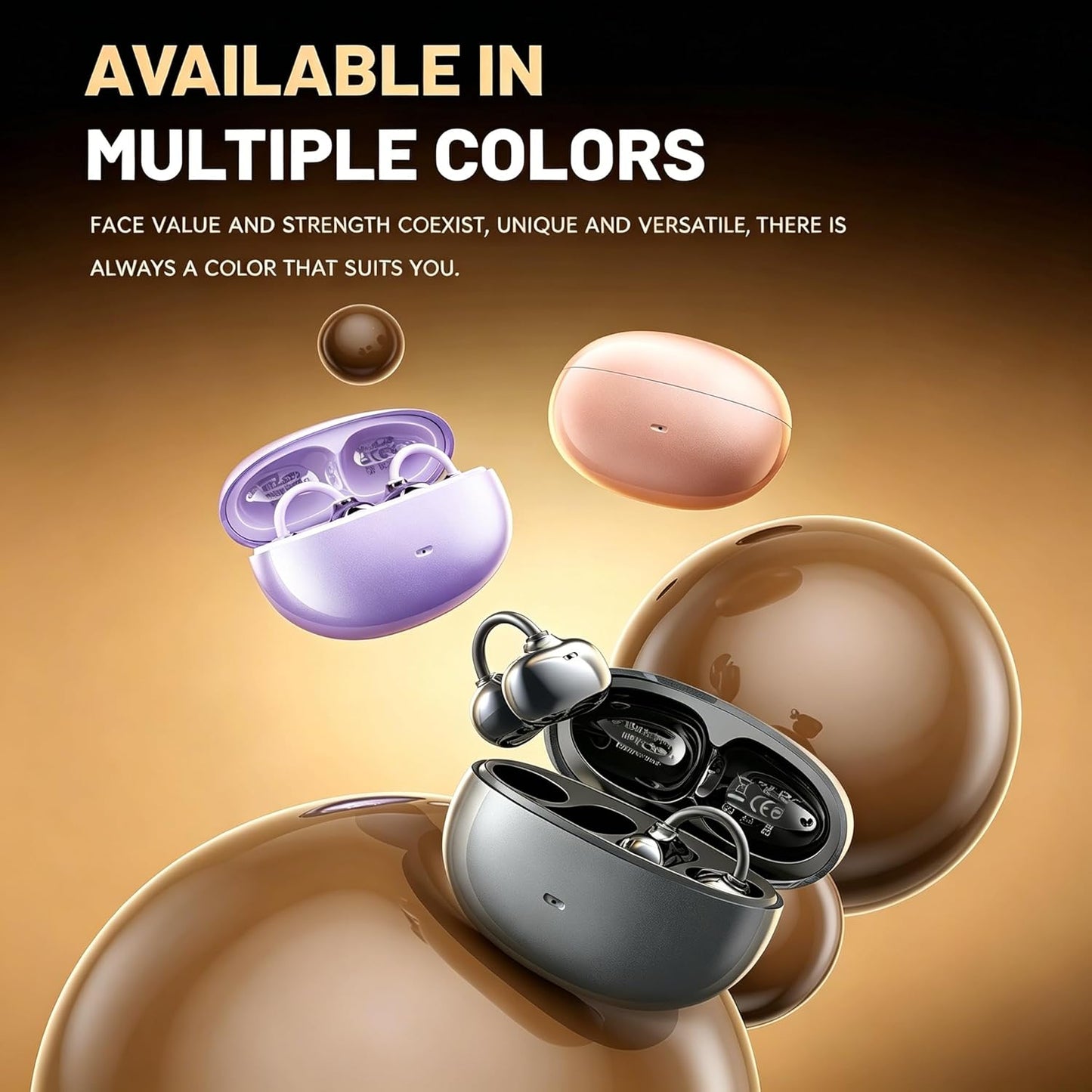 Open Ear Earbuds Clip on Earbuds Earbuds for Small Ears with Spatial Audio,Invisible Fit Air Conduction Headphones, Bluetooth 6.0 Open-Ear Clip for Running,Work & All-Day Comfort. (Rose Gold)