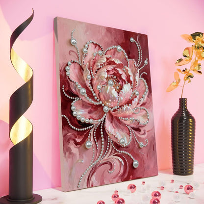 FRANDEK Pink Flowers DIY Pearl Art Painting, Sparkling Diamond Art Craft with Included Frame, 30x40cm Modern Home Decor for Wall, Thoughtful Gift for Adults Birthday Housewarming