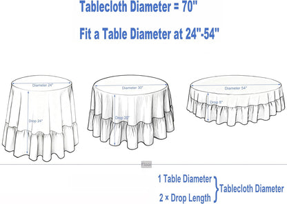 Checkered 100% Washed Cotton Tablecloth 70 Inch Ruffled Gingham Table Cloth Washable Round Fabric Table Cover Retro Farmhouse Kitchen Dining Room Table Decor, Pink, 4-6 Seats