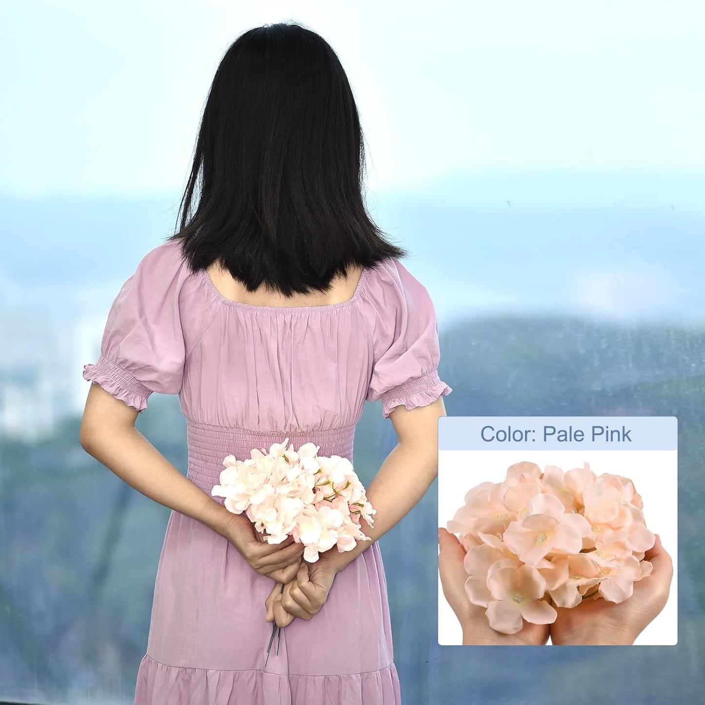 MECCANIXITY Silk Artificial Hydrangea Flowers, Pink Artificial Flowers Heads with Stems, Full Hydrangea Flowers for Wedding Centerpieces, Party Decoration 30Set