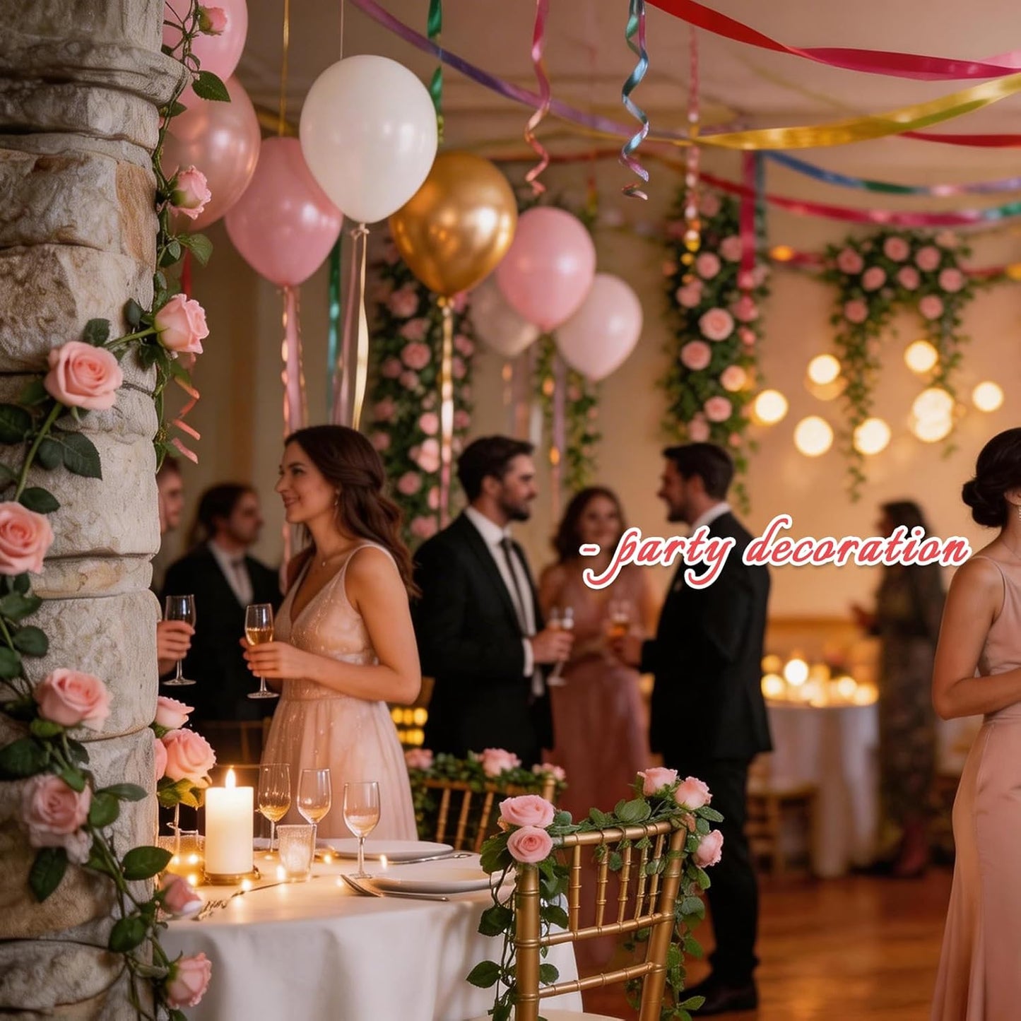 Felice Arts 2 Pack Pink Artificial Flower Garland, Each 6.5FT Fake Rose Vines, Hanging Floral Rose Garland for Wedding Baby Shower Swing Table Home Party Decor