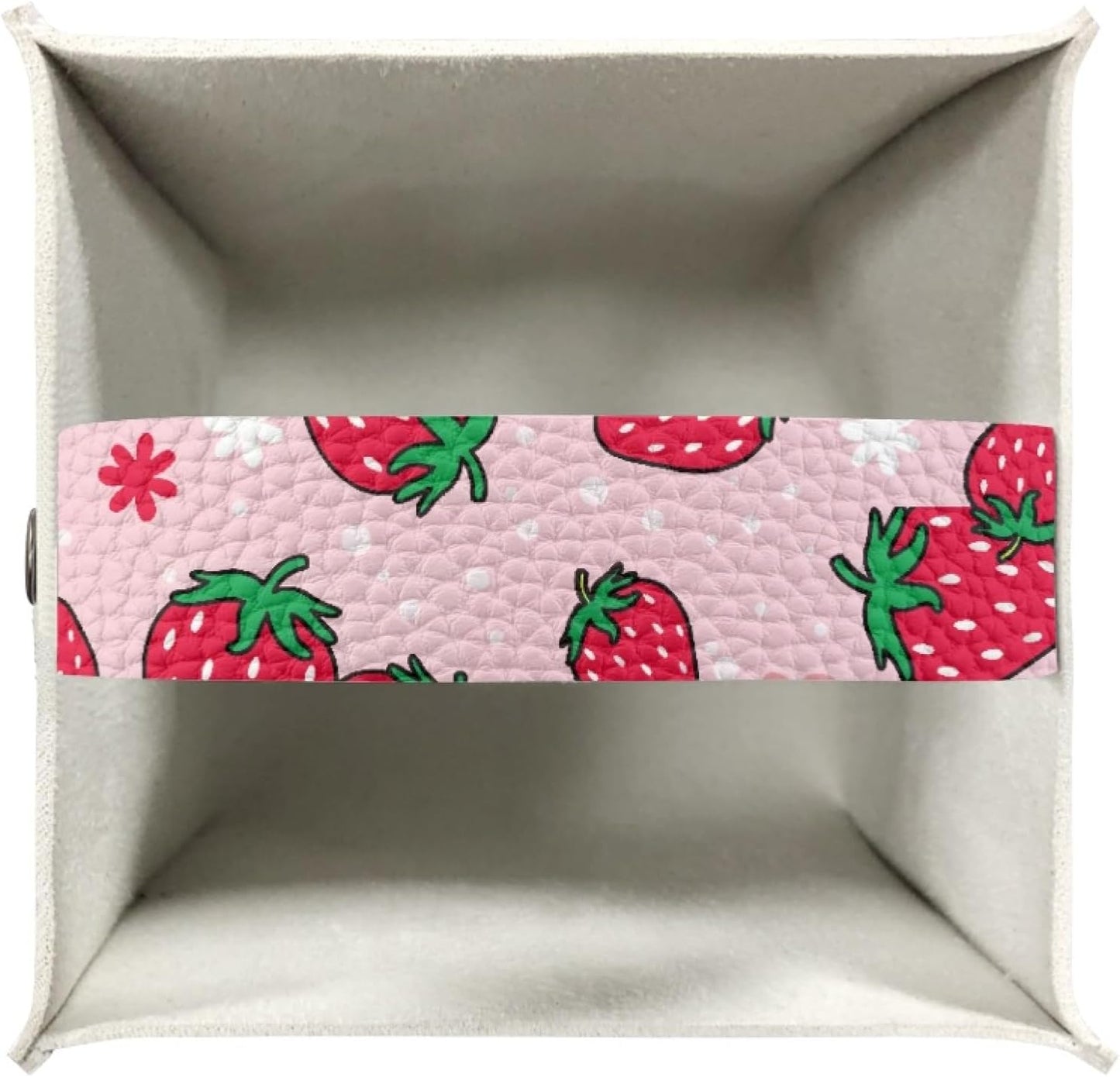 Pink Strawberry Tissue Box Cover Water Resistant Leather Tissue Box Holder Cube Facial Paper Organizer Cute Dispenser Napkin Holder Case Home Decoration