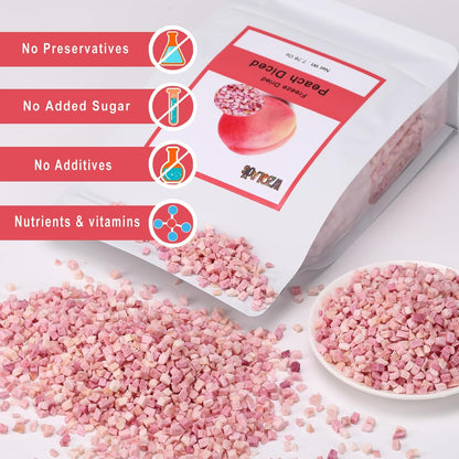 Freeze Dried Diced Peaches 220g/7.76oz 100% Natural, No Additives.for Baking,Tea,Smoothie, Yogurt,Cake Decoration Ingredients