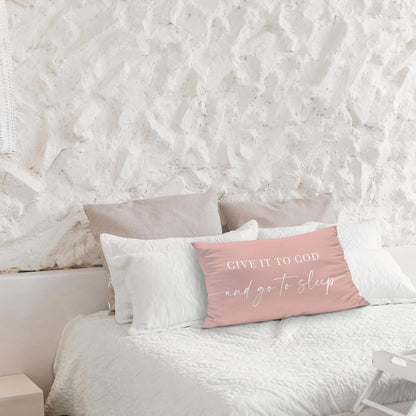 Knibeo Give It to God and Go to Sleep, Decorative Pillows Cover for Bed, Throw Pillows Cover for Bed,12x20 Inch Pillow Case,Decorative Bed Pillows Cover for Bedroom Room(12x20,Pink)