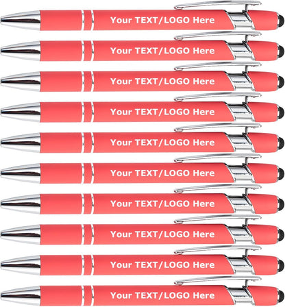 Personalized Custom Pens with Stylus Tip 10 20 50 100 200 500 Pcs Optional, Ballpoint Pen for Writing (peach)