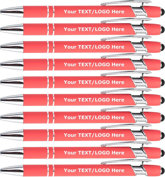 Personalized Custom Pens with Stylus Tip 10 20 50 100 200 500 Pcs Optional, Ballpoint Pen for Writing (peach)