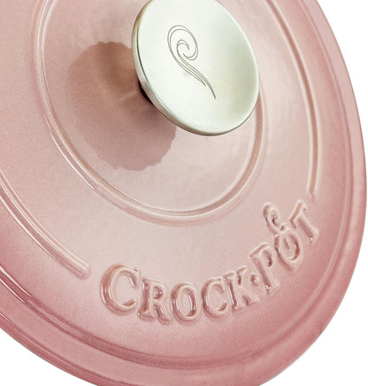 3 Quart Enameled Cast Iron Dutch Oven with Lid – Round Mini Casserole Pot with Self-Basting Cover & Stainless Steel Knob, Even Heat Distribution for Braising, Baking & Simmering (Pink, 3 Quart)