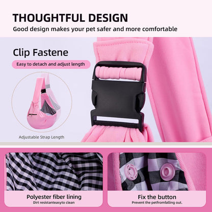 Adjustable Dog Carrier Sling - Hand-Free Dog Carriers for Small Dogs and Cats, Puppy Sling Carrier with Zipper Purse Pocket, Travel Safety Harness, Puppy Essentials (Pink)
