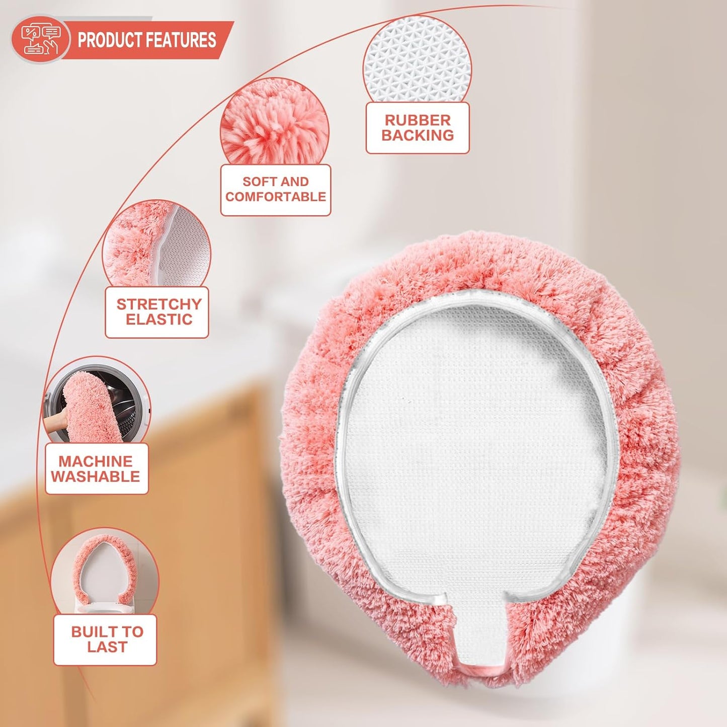 Microfiber Toilet Lid Cover, 19.5"x15" Machine Washable Toilet Seat Covers, Soft Absorbent Toilet Seat Lid Cover, Only Fit Elongated Toilet Seat