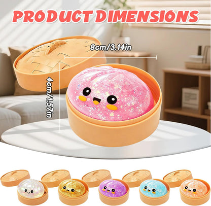 2026 New Dumpling Squeeze with Box, Dumplings Sensory Squishy Toy for Stress Relief, Soft Slow Rising Fidget Toy for Kids Adults Classroom Rewards Party Favors (Pink)
