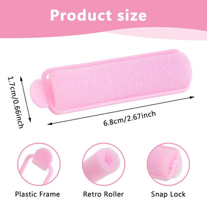 Oruola 14pcs Foam Hair Rollers,2.67 In Hair Rollers to Sleep In,Heatless Curlers for Fine Thin Hair,Sponge Rollers for Hair,Soft Hair Rollers for Hair Styling,Long Short Hair Ladies Children (Pink)