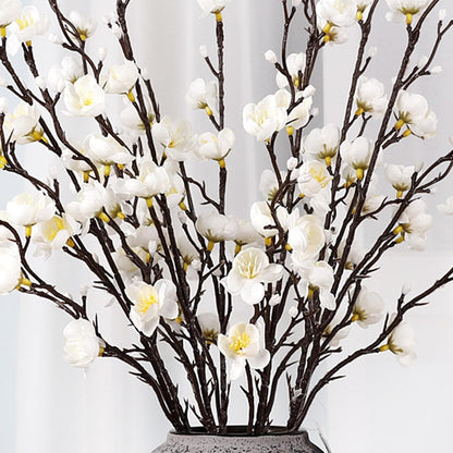 HERCHR Artificial Flowers, 7pcs Cherry Blossom Branches Spring Indoor Decoration 21.7in Long Stem Plum Fake Peach Plants for Wedding Home Hotel Bedroom Party Office Table Centerpieces Decor (White)