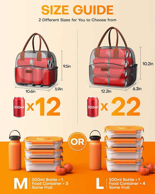 HOTOR Lunch Bag for Women & Men - Wear-Resistant Insulated Lunch Box with Large Capacity, Multi-Functional Cooler Bag for Office, Picnic, Pink with White Daisy, 10L,10.60" x 5.90" x 9.50"