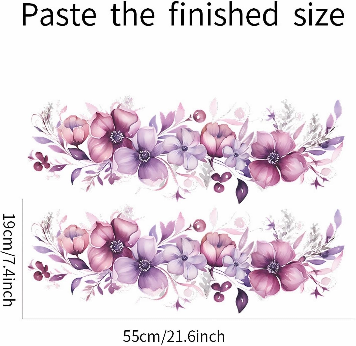 Romantic Purple-Pink Flower Vine Wall Stickers, sacinora Botanical Floral Art Peony Rose Daisy Wall Decals Removable Vinyl Peel and Stick for Living Room Bedroom Bathroom Kitchen Decoration