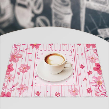 Placemats Set of 4 Heat Resistant Table Placemats Set Washable Easy Clean Placemat Durable Non-Slip Dining Table Mats Set Peach Striped Pattern Kitchen Place Mats for Dining Indoor Outdoor