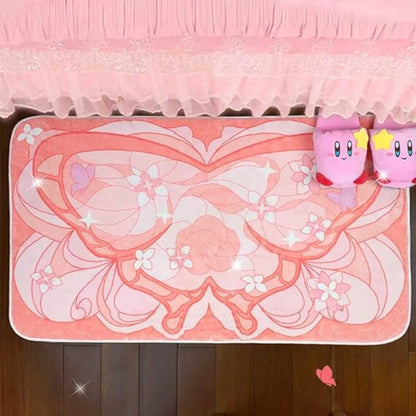 BelugaDesign Butterfly Rug | Cute Kawaii Flower Geometric Art Aesthetic Animal Pink Pastel Bedroom Bathroom Mat | Machine Washable Rectangle Area Carpet for Women (Peach, 47x28)