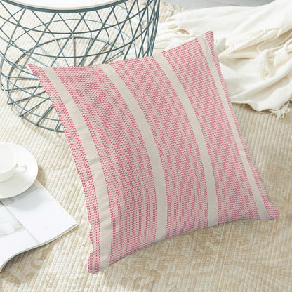 Pink Pillow Covers 18 x 18 Inch Set of 2 Abstract Boho Throw Pillows Pink Polka Dots Striped Decorative Outdoor Pillowcase Linen Cushion Cases for Home Bed Sofa Couch