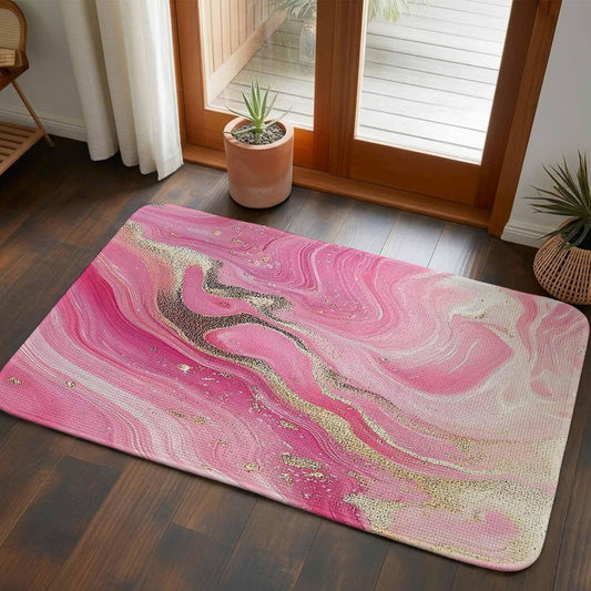 Living Room Rug Minimalist Style Modern Pink Waves Area Rug Washable Rugs for Bedroom Dining Room, Abstract Art Non-Slip Absorbent Floor Carpet Area Rugs 47x63in