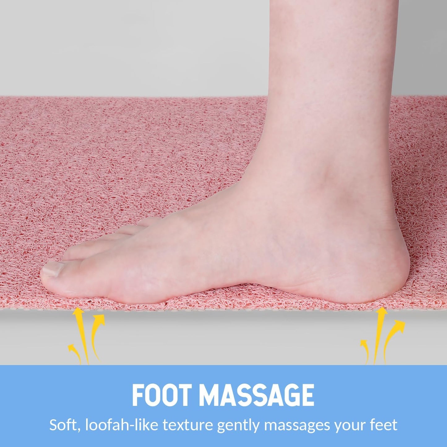 Hargiis Non-Slip Bathtub Mat, Anti Slip Shower Mat, Fast Drying Bathtub Mats, Foot Scrubber Mat, Anti Slip Mat for Tub, Floor, Bathroom, Kitchen, Home, Hotel (Pink 24"×16")