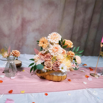 Artificial Flowers Combo Box Set 35pcs Silk Champagne Fake Rose, Peonies with Stem for DIY Wedding Cake Arch Bouquets Baby Bridal Shower Centerpieces Party Wall Home Decorations