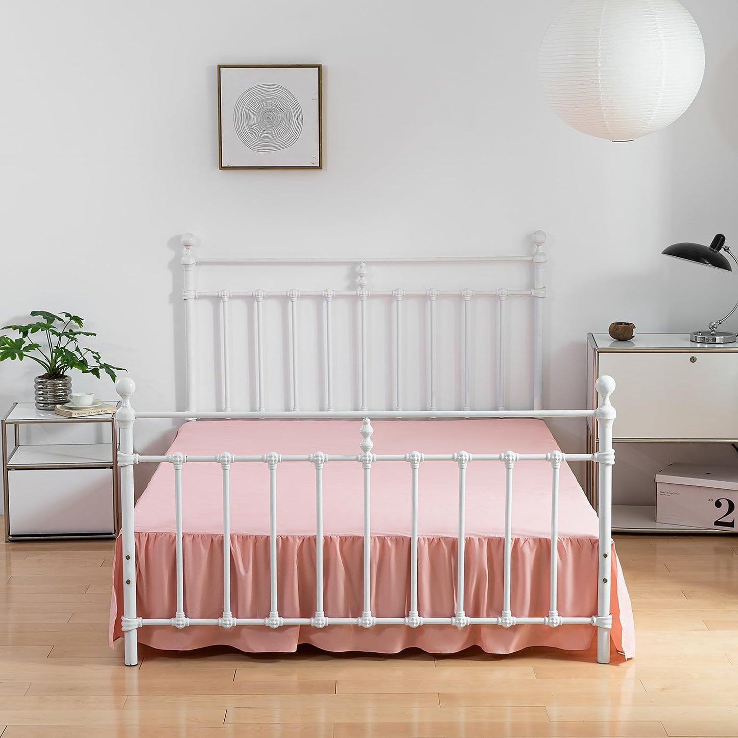 Bed Skirt Queen Size Ruffled Bed Skirt with Split Corners, 14 Inch Drop Dust Ruffle Bed Skirt with Platform,14 Inch, Peach