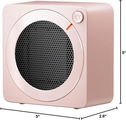 Gaiatop Mini Space Heater, Lightweight PTC Ceramic Fast Heating 500W Energy Efficient for Indoor Use, Overheating & 45° Tip-Over Protection, Portable Desk Electric Heaters for Office Home Pink