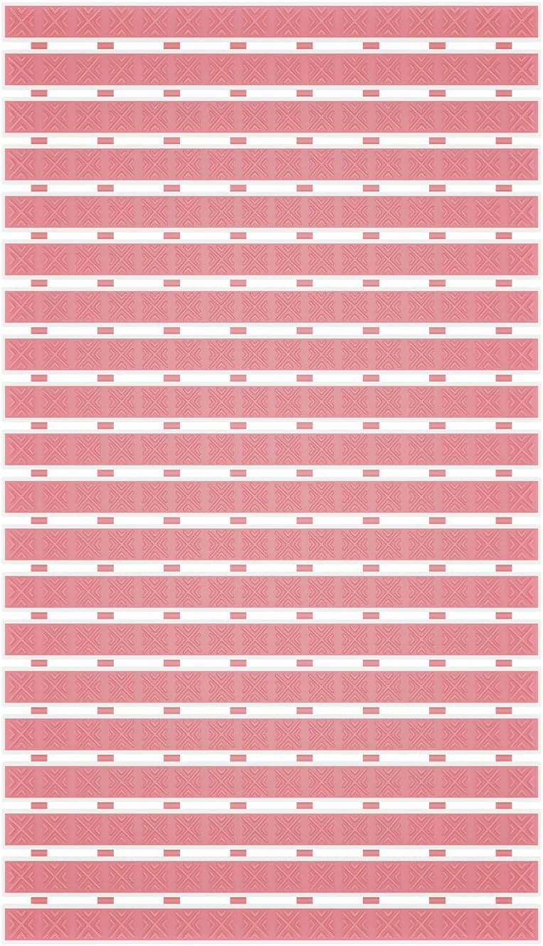 Non Slip Rubber Bathtub & Shower Mat - Fast Drain & Upright Drying Design, Strong Suction Cups, Structured Textured Surface, Low-Maintenance Bathroom Safety Mat, 27 x 16 Inch, Pink, Matace