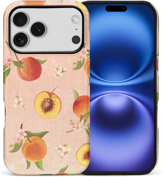 Case for iPhone 17 Pro,2-Layer Protection, Shockproof and Scratch-Resistant for Women Girls，Retro Peaches