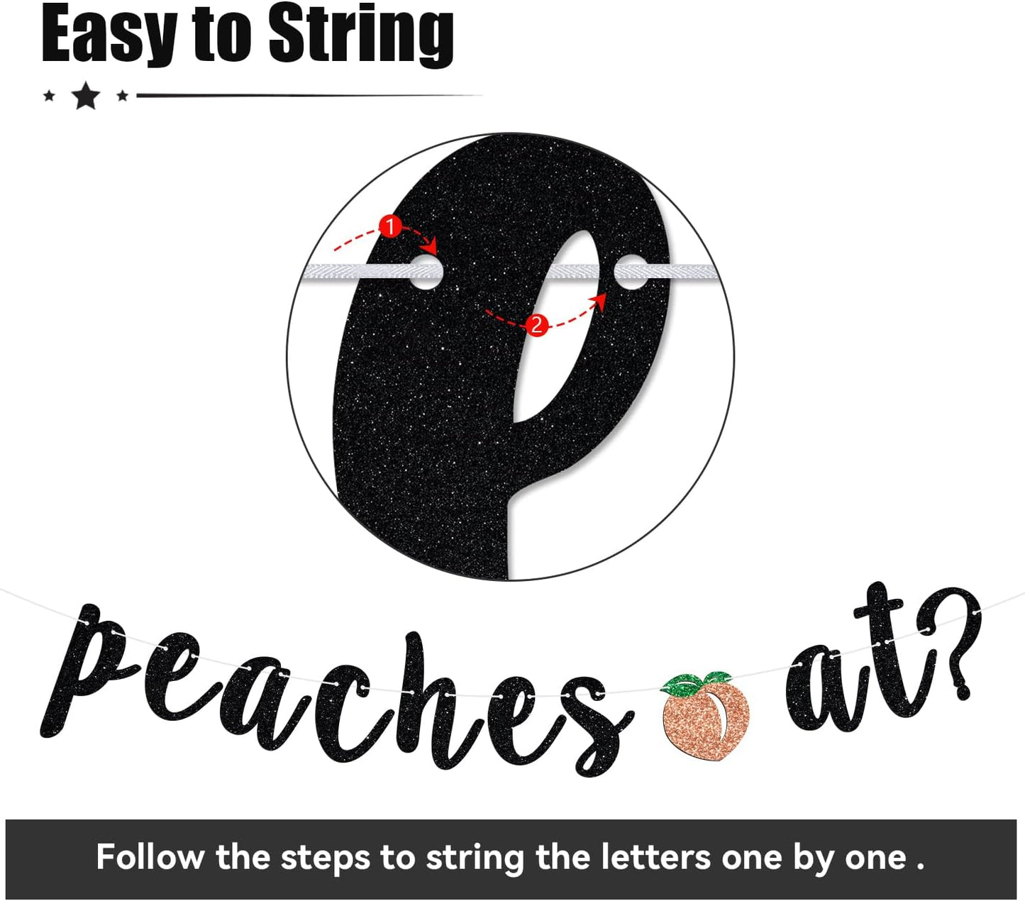 Where My Peaches at Banner, Peach Bridal Shower Cake Decor, Bride to Be, Summer Fruit Peach Theme Bachelorette Wedding Engagement Party Decorations Supplies Black Glitter