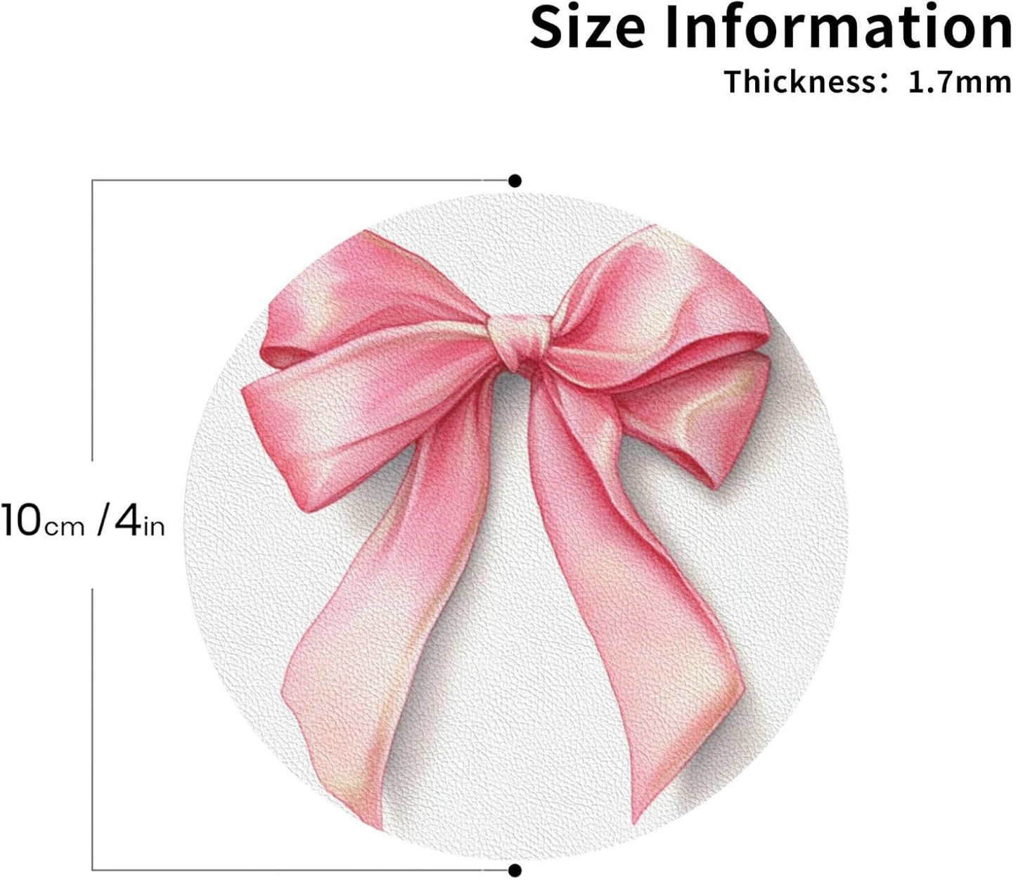 Watercolor Light Pastel Pink Ribbon Bow Drinks Coasters Set of 4 Leather Drink Coasters for Tabletop Protection Heat Resistant Bar Cup Mat Pad