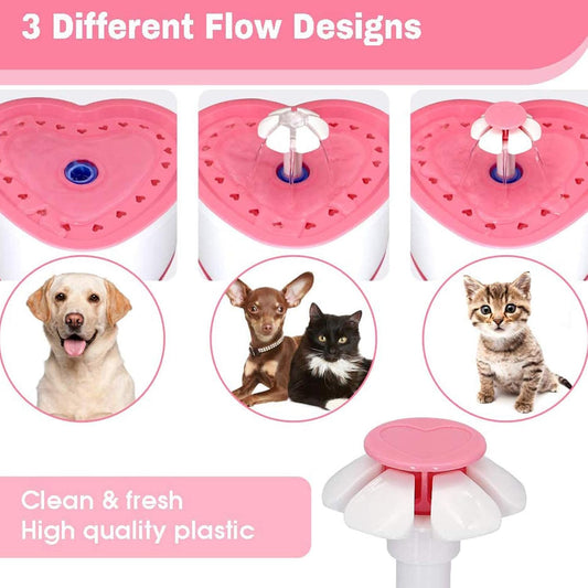 Cat Water Fountain 2L Pet Drinking Fountain,Automatic Cat Puppy Dog Water Dispenser,LED Night Vision Water Level Window, Intelligent Auto Shut Off and Ultra-Quiet Pump, 4 Replacement Filters