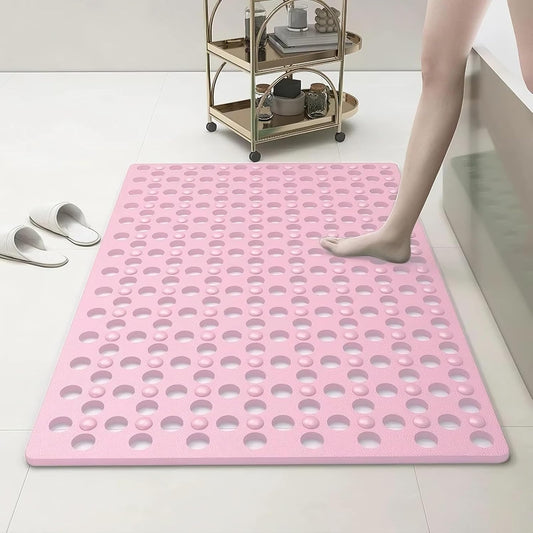 Non-Slip Bathtub Mat 31.5"x17.7" - 200+ Suction Cups, Quick-Dry PVC Shower Mat with Drain Holes - Slip Resistant for Bathroom, Machine Washable Grip Mat