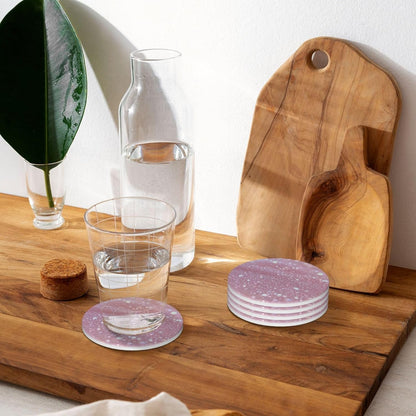 Pink Glitter Pattern Coasters Set of 4 Absorbent Ceramic Coasters for Drinks Modern Cup Coaster with Cork Backing Cute Stone Coaster Housewarming Gifts 4.1 Inches