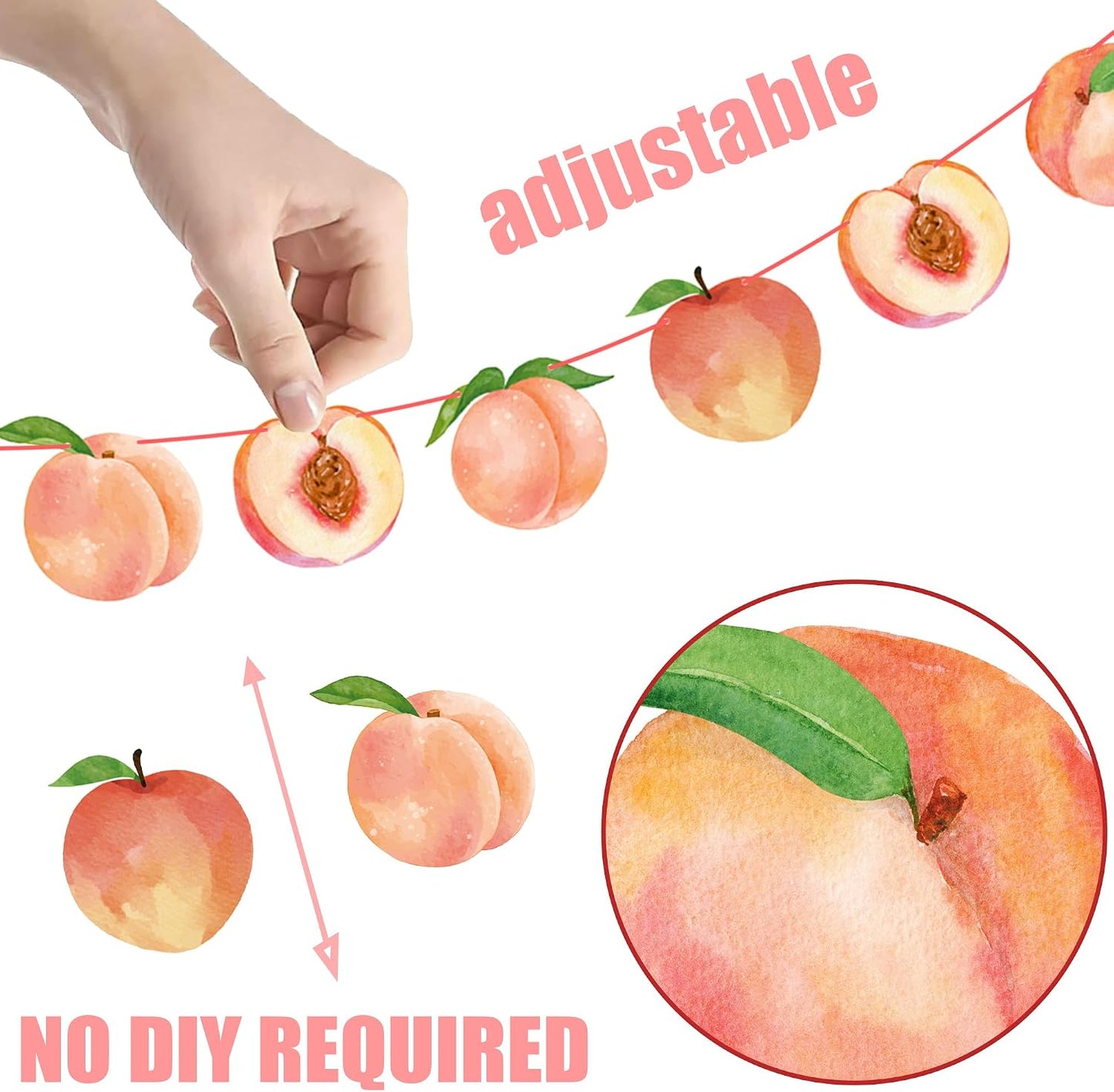 2PCS Pink Peach Cutout Banners Sweet As a Peach Party Decorations Fruit Birthday Party Decorations for Girl Fruit Themed Baby Shower Wedding Supplies