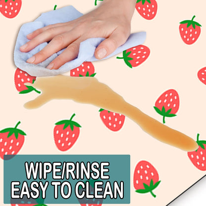 Strawberry Kitchen Decor-Sweet & Practical Pink Drying Mat,Absorbent and Non-Slip Kitchen Mat for Sink,Dish Rack Coffee Bar,Cute Kitchens Mats that Protects Countertops Dries Dishes Fast 12x20 Inches