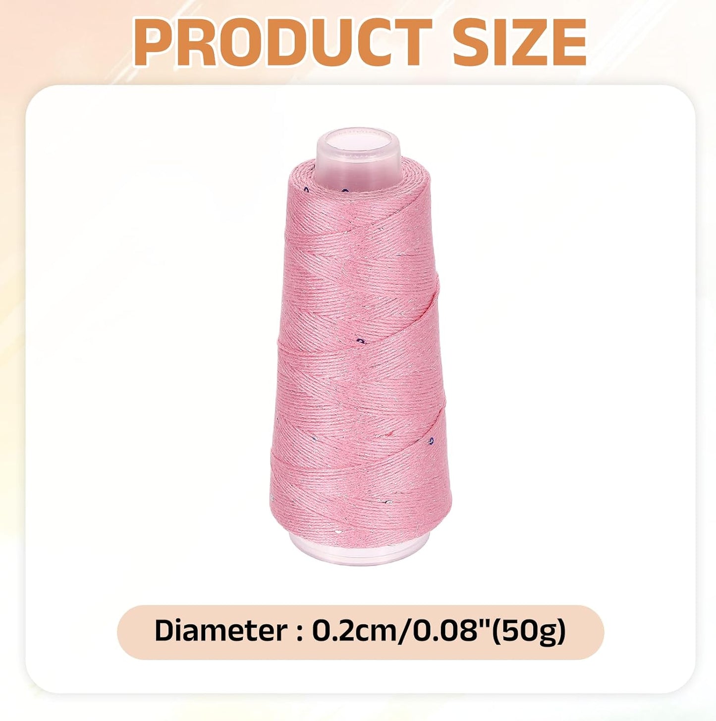 uxcell Cotton Silk Yarn Mercerized Cotton Silk Blend Sparkly Yarn with Sequins, 6-Ply Metallic Knitting and Crochet Thread for Hand Knitting Crocheting DIY Craft, 50g (Peach Pink)