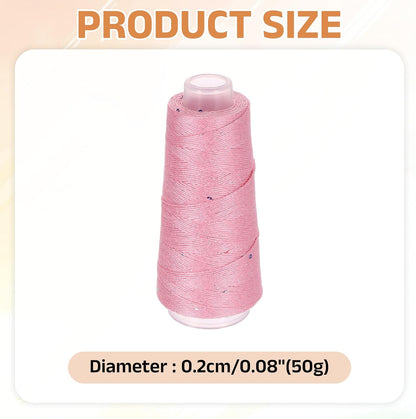 uxcell Cotton Silk Yarn Mercerized Cotton Silk Blend Sparkly Yarn with Sequins, 6-Ply Metallic Knitting and Crochet Thread for Hand Knitting Crocheting DIY Craft, 50g (Peach Pink)