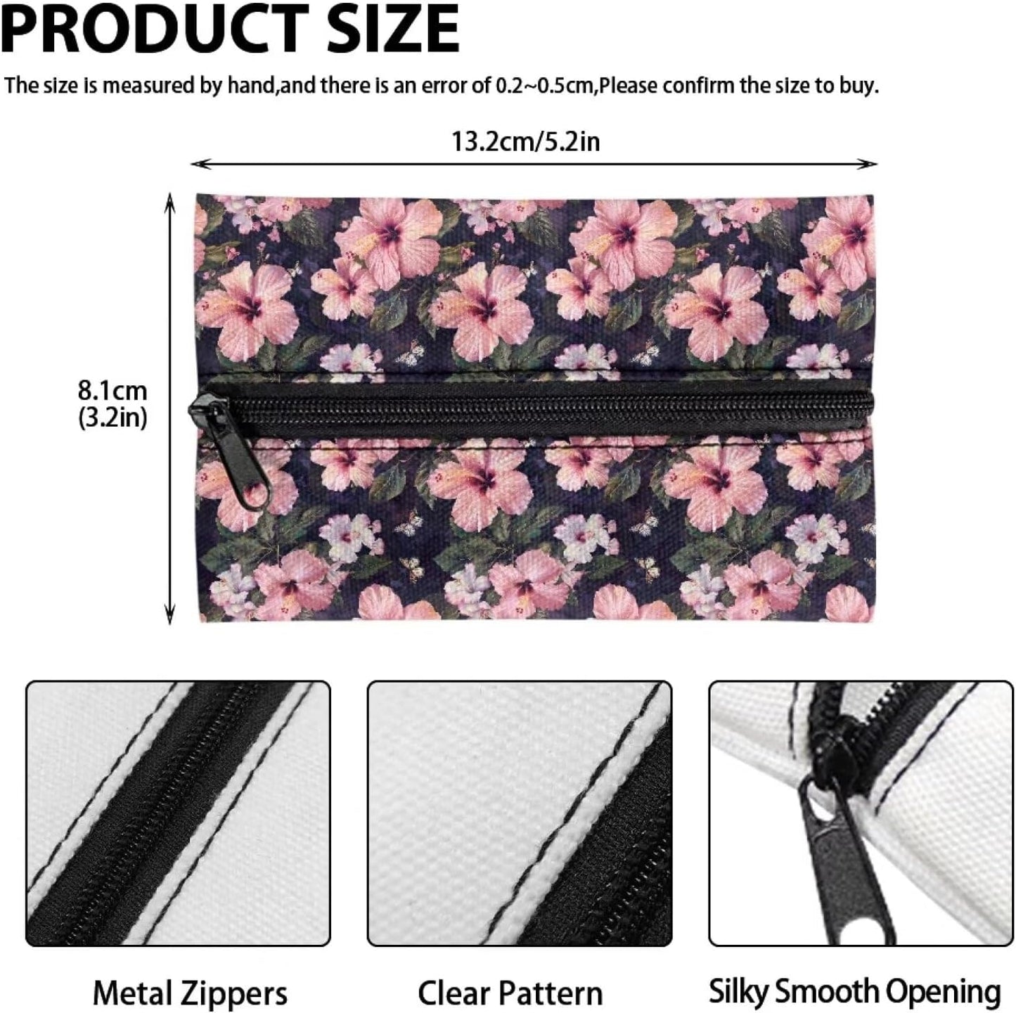 Flashideas Pink Floral Tissue Holder Pocket Tissue Holder for Purse Small Size Reusable Travel Tissue Pouch Coins Tissue Pouch for Bag Car Office Home