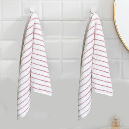 USTIDE Pink Striped Hand Towels 100% Cotton Soft Clean Hand Towel for Bathroom Kitchen Sports Cute Pink White Stripes Hand Towel 2 Pack, 14 x 30 Inch