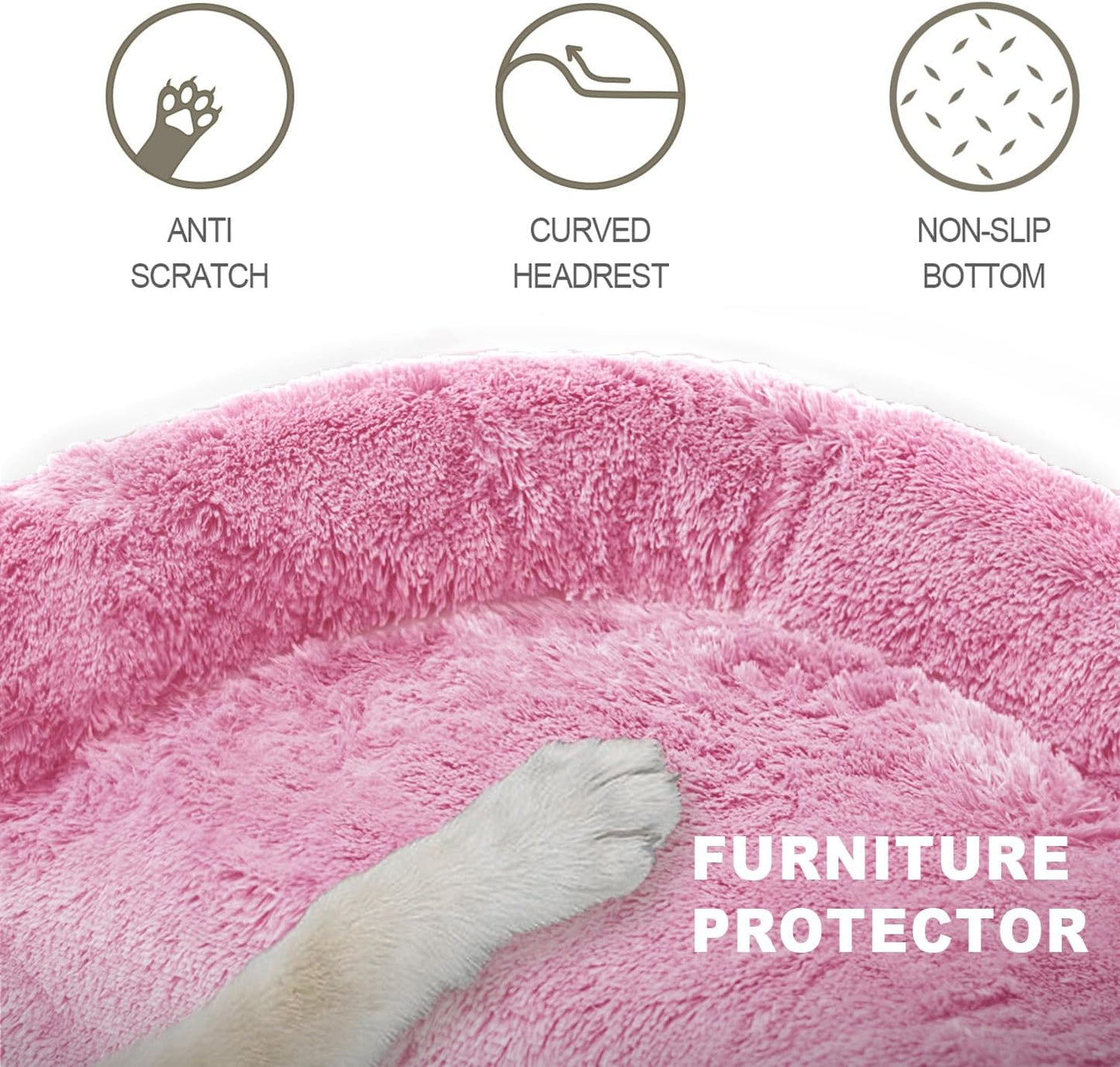 Luxurious Calming Dogs/Cats Bed Mats, Dog Pad Washable Removable Couch Cover, Plush Long Fur Mat for Pets, Waterproof Lining, Perfect for Small, Medium and Large Dogs and Cats (Pink, 41"x37")
