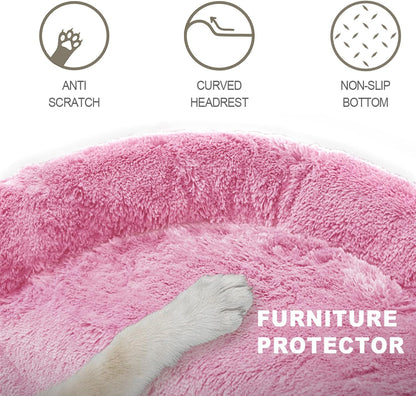 Luxurious Calming Dogs/Cats Bed Mats, Dog Pad Washable Removable Couch Cover, Plush Long Fur Mat for Pets, Waterproof Lining, Perfect for Small, Medium and Large Dogs and Cats (Pink, 41"x37")