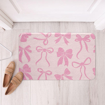 Feelyou Bow Bathroom Rugs Cute Bowknot Bath Mats Pink Peach Bathroom Accessories Floor Doormats 16"x24" Soft Microfiber