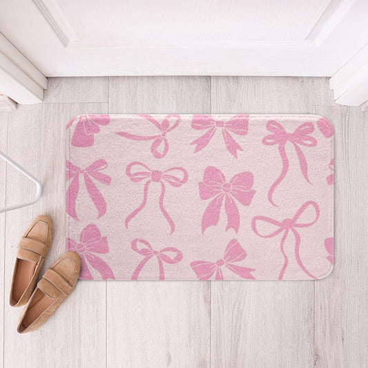 Feelyou Bow Bathroom Rugs Cute Bowknot Bath Mats Pink Peach Bathroom Accessories Floor Doormats 16"x24" Soft Microfiber