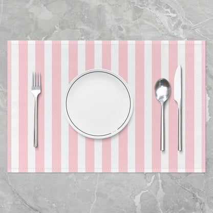 Feelyou Pink White Striped Placemats Set of 4 Stripes Table Mats Aesthetic Place Mat for Kitchen Dining Table Party Decor Indoor Outdoor 18"x12" Non-Slip Easy to Clean