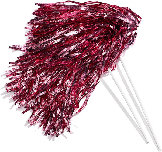 Anderson's Metallic Pink Foil Textured School Spirit Shakers, Cheerleader Pom Poms, Football, Basketball, Homecoming, Squad, Team, Party, Dance, Club, Performance, Fan Celebration Pack of 10