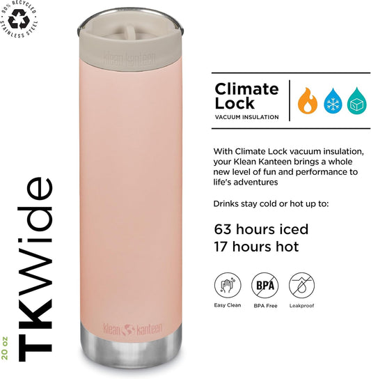 Klean Kanteen 20oz TKWide Insulated Coffee Tumbler with Café Cap - Peach Parfait